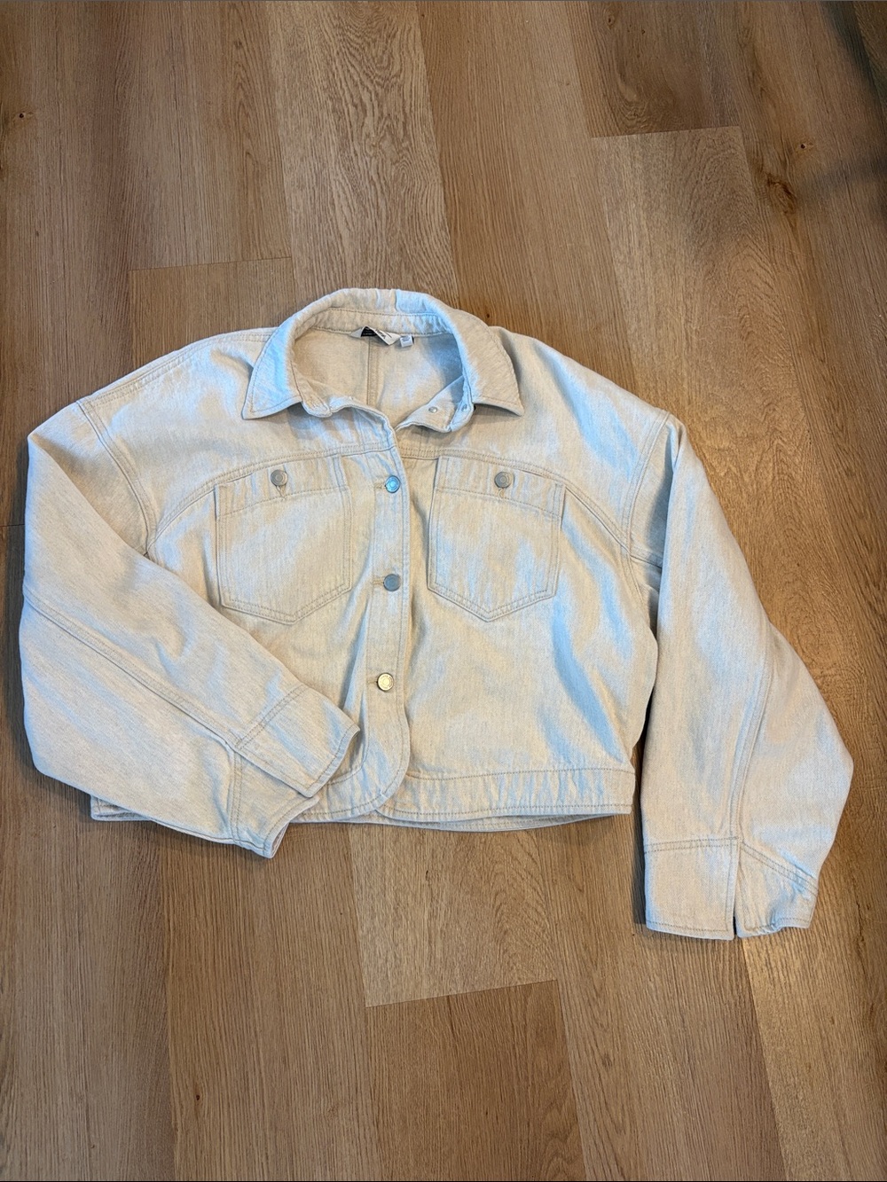 & Other Stories Cropped Light Denim Jacket in Pale Blue